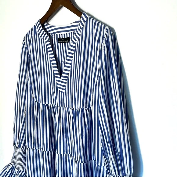Pomander Place Blue and White Striped Mini Dress - Picture 7 of 13